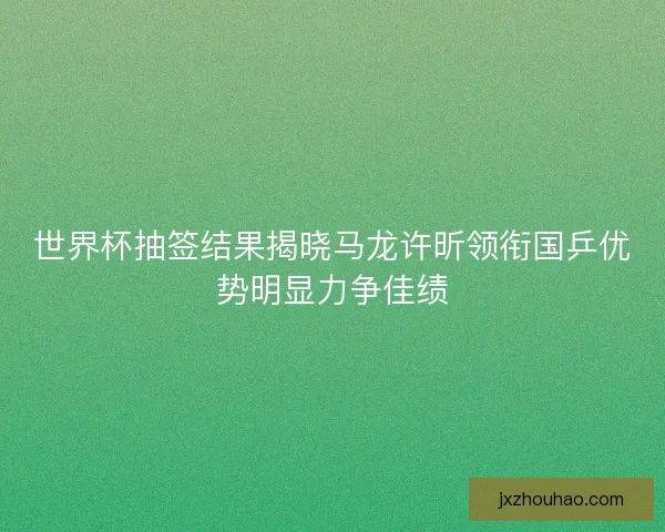 世界杯抽签结果揭晓马龙许昕领衔国乒优势明显力争佳绩