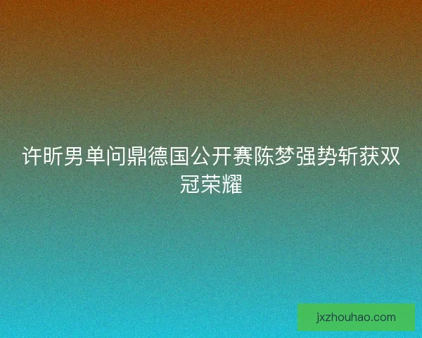 许昕男单问鼎德国公开赛陈梦强势斩获双冠荣耀